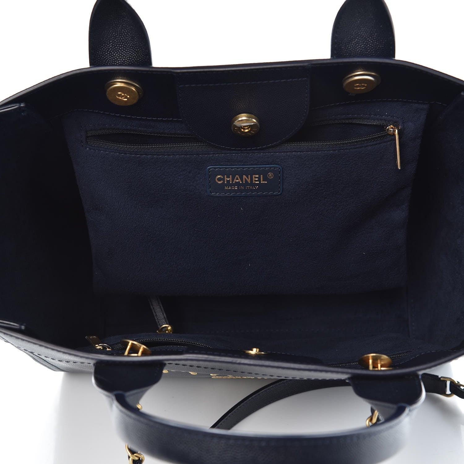 Chanel Caviar Small Studded Deauville Tote Blue 5 of 8