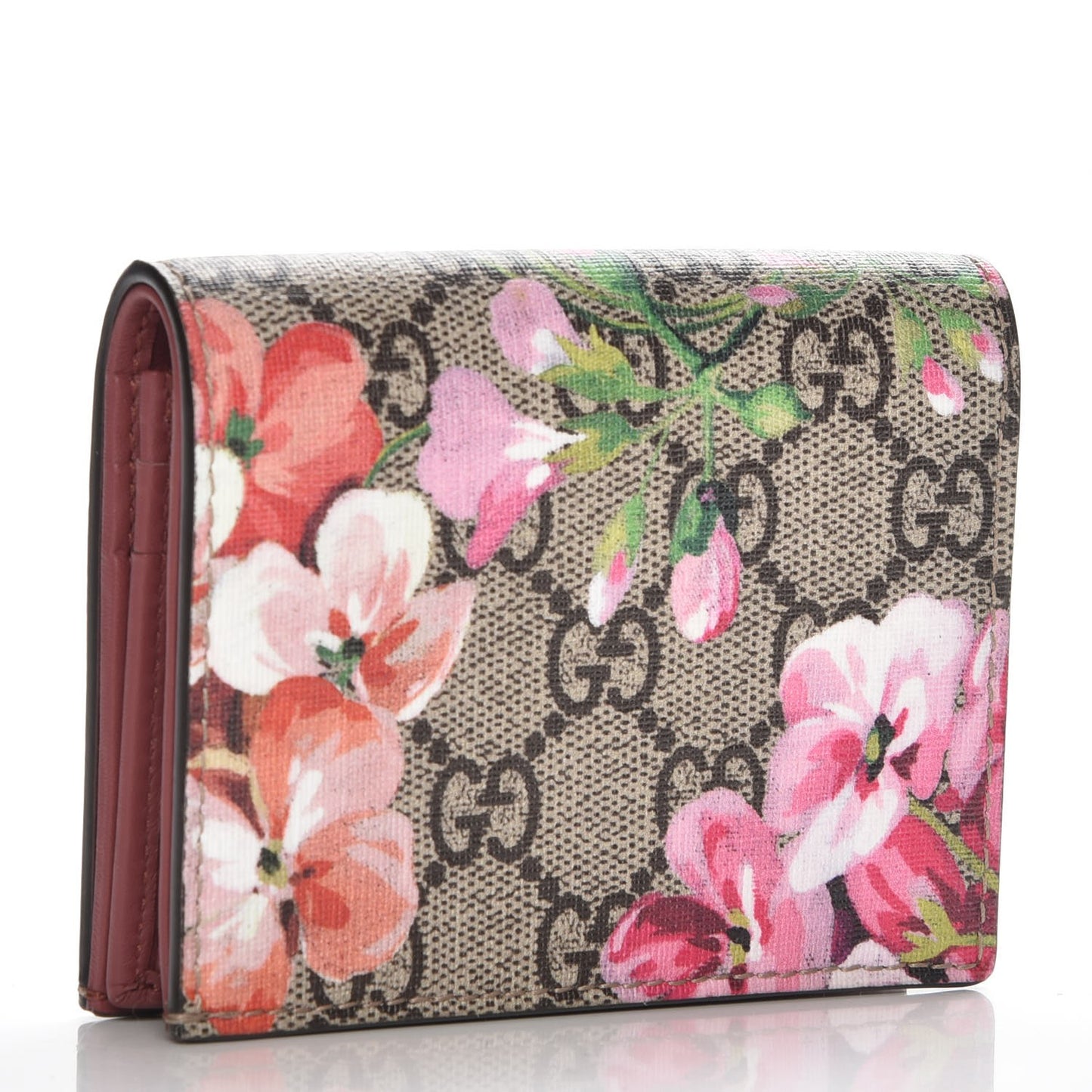 GG Supreme Monogram Blooms Card Case Beige Multicolor Dry Rose