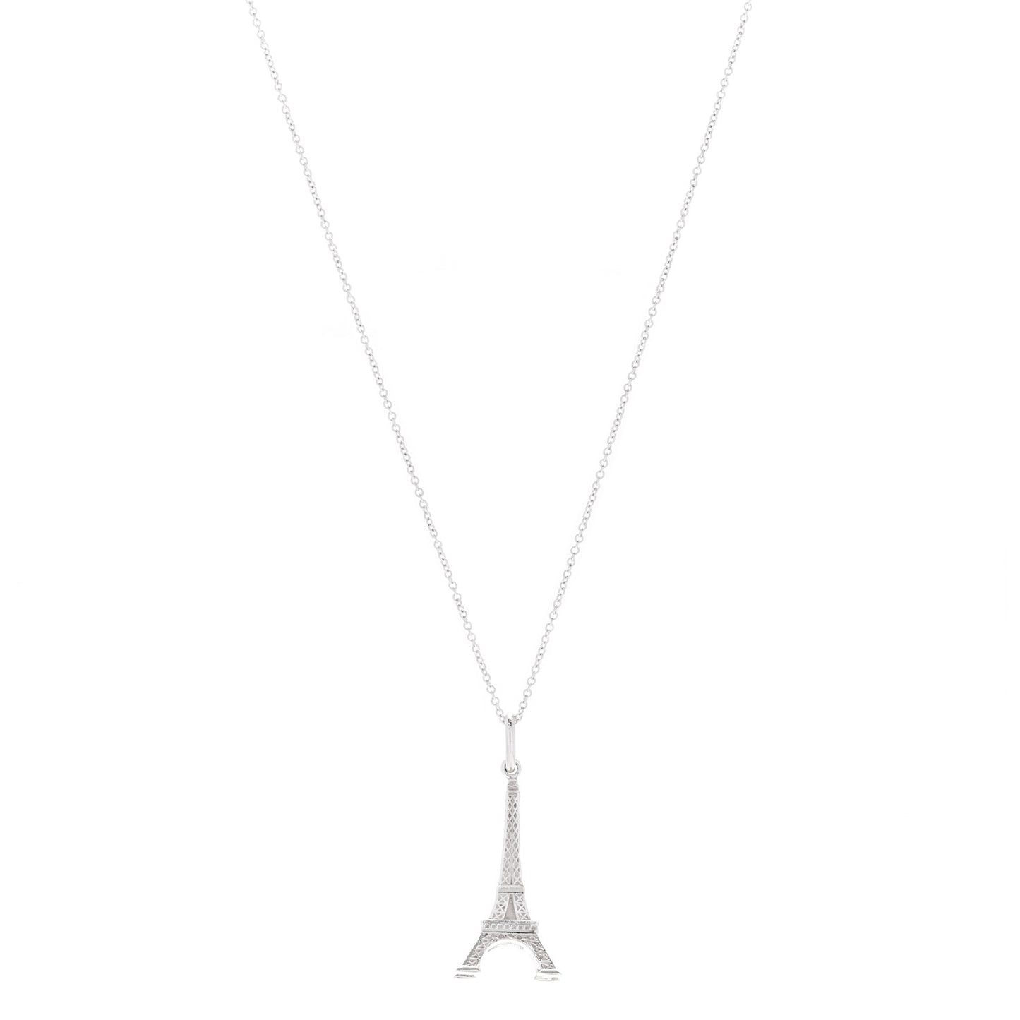 Sterling Silver Eiffel Tower Charm Pendant Necklace