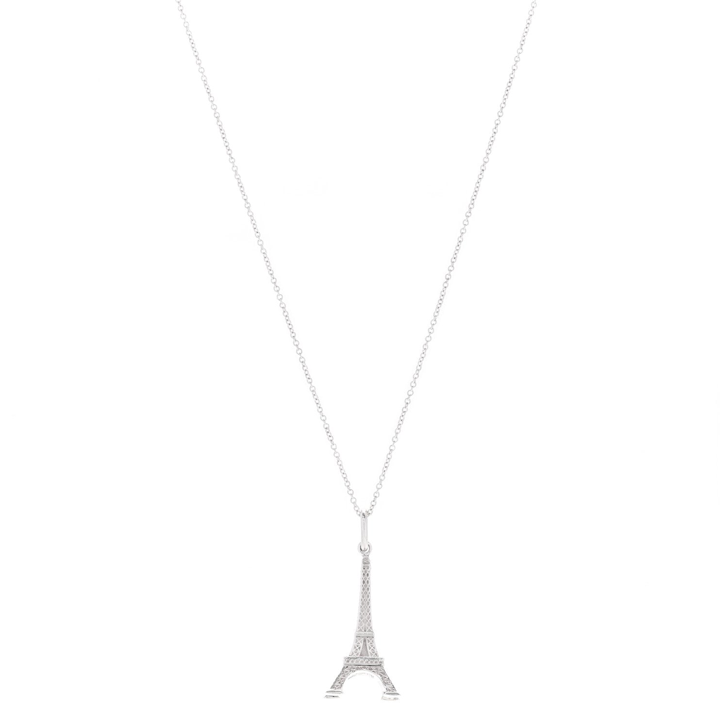 Tiffany Sterling Silver Eiffel Tower Charm Pendant Necklace 1 of 5