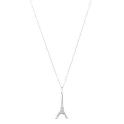 Tiffany Sterling Silver Eiffel Tower Charm Pendant Necklace 1 of 5