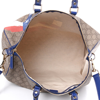 Gucci GG Plus Monogram Large Boston USA Flag Unicef Duffle Blue 4 of 12