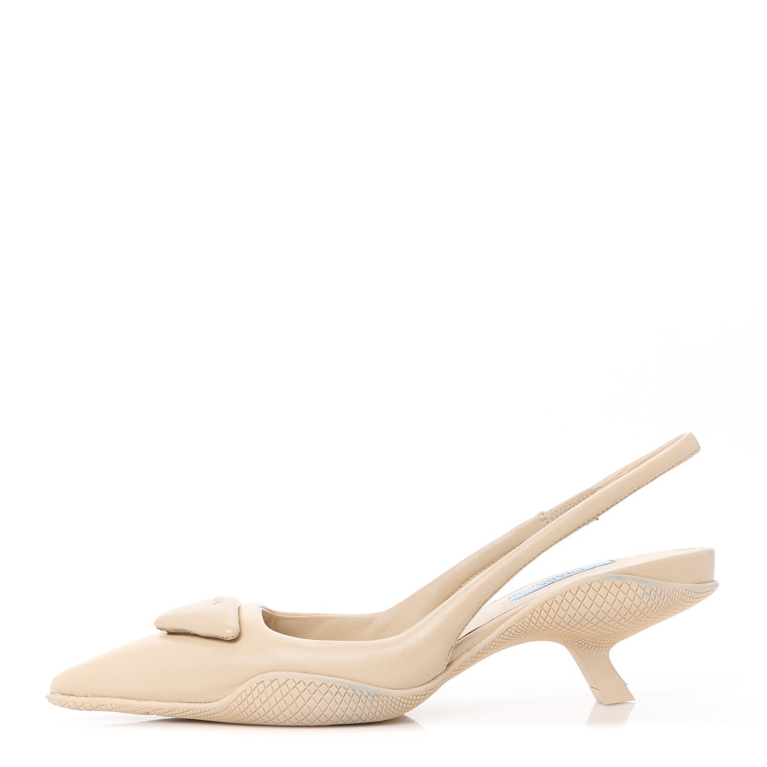 Prada Spazzolato Triangle Logo Pointed Toe 45mm Slingback Pumps 36 Deserto 1 of 15