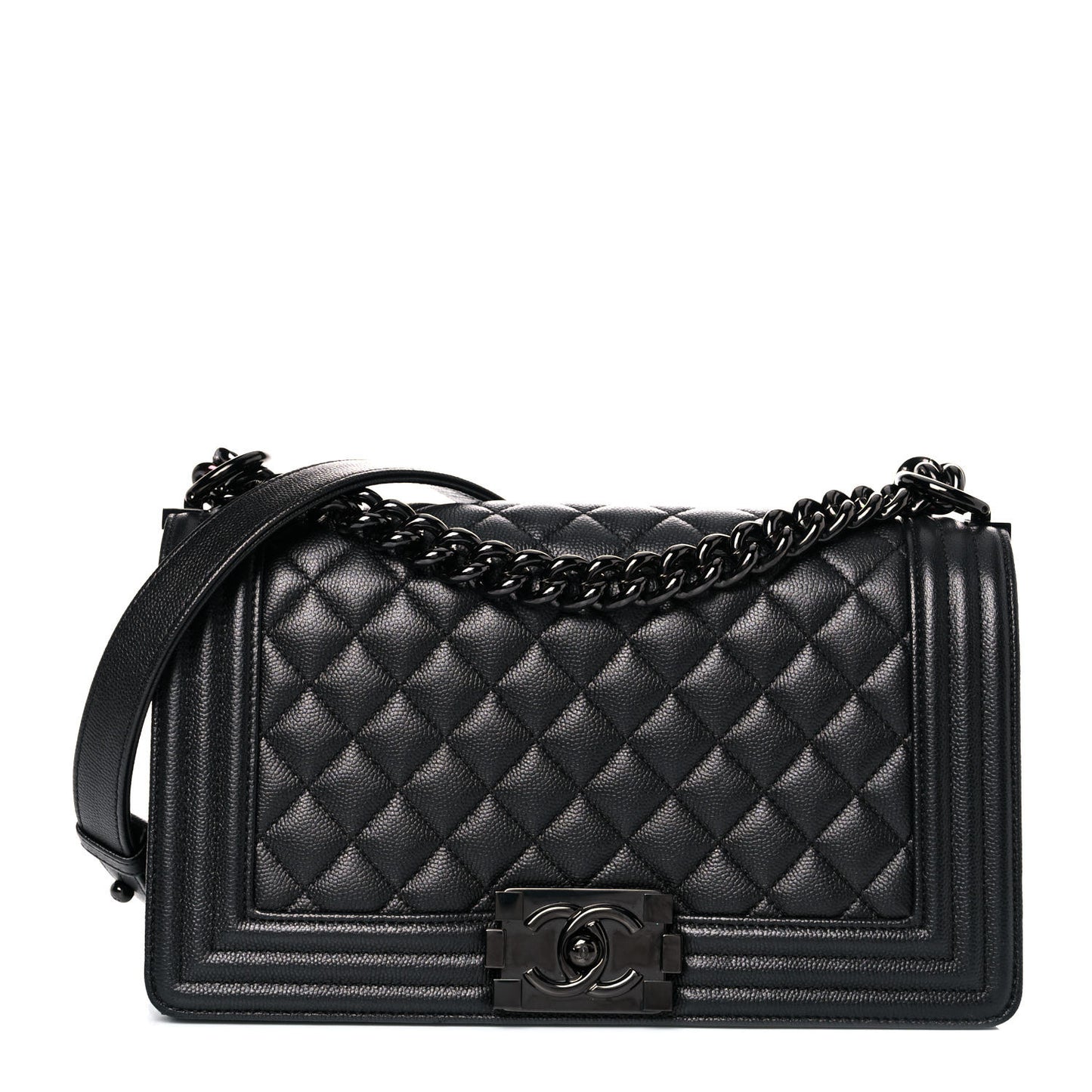 Caviar Quilted Medium Boy Flap So Black