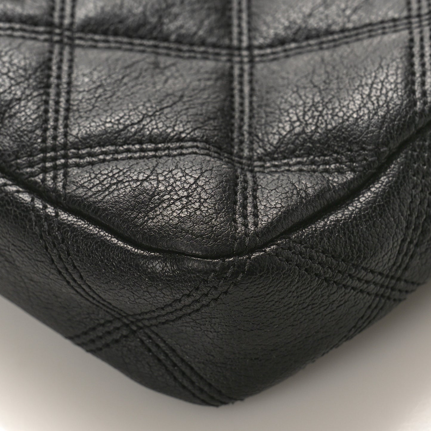 Grained Lambskin Quilted Mini Becky Double Zip Bag Black