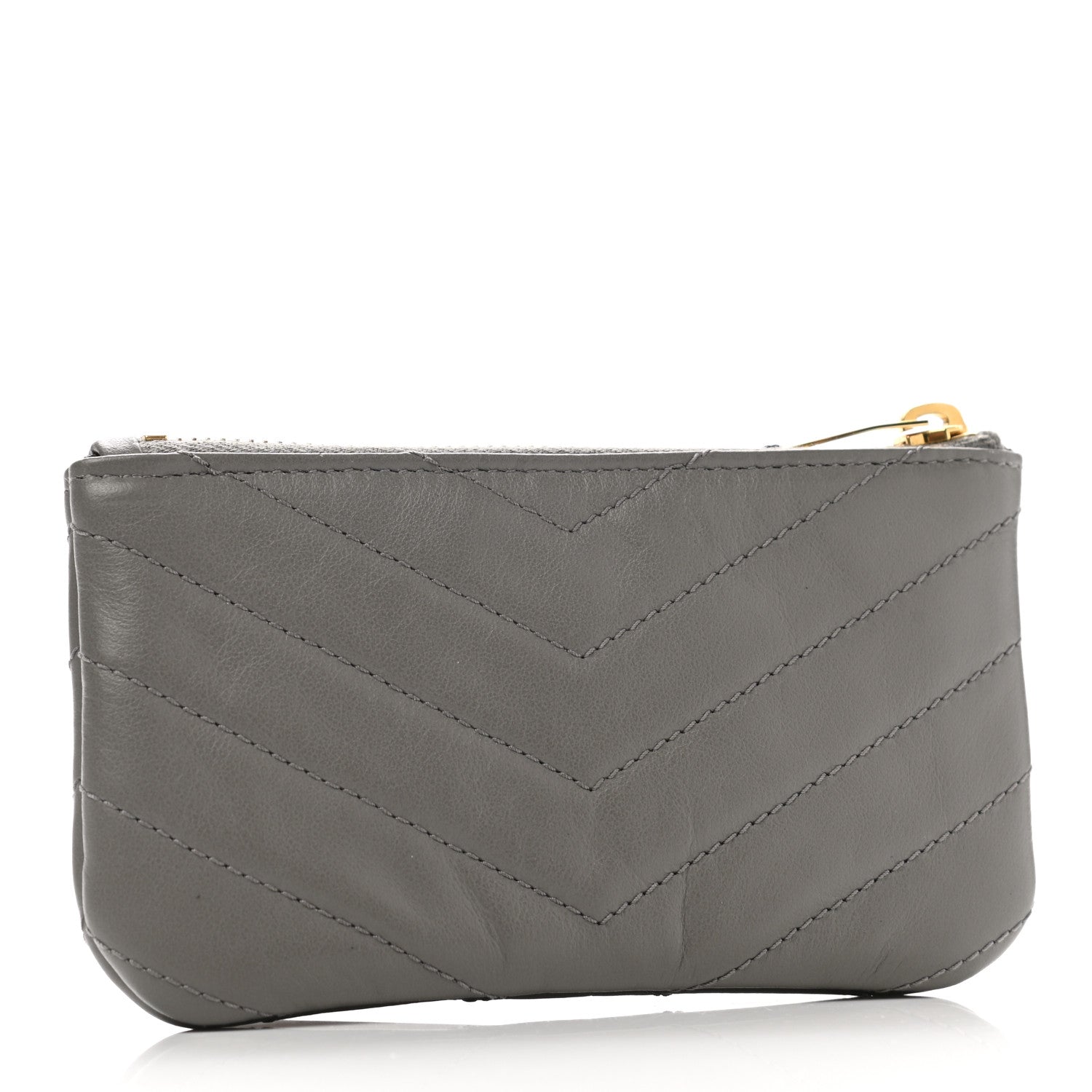 Saint Laurent Calfskin Matelasse Monogram Key Pouch Fog 3 of 8