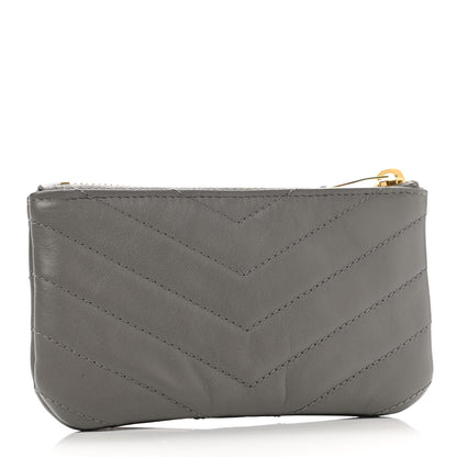 Saint Laurent Calfskin Matelasse Monogram Key Pouch Fog 3 of 8