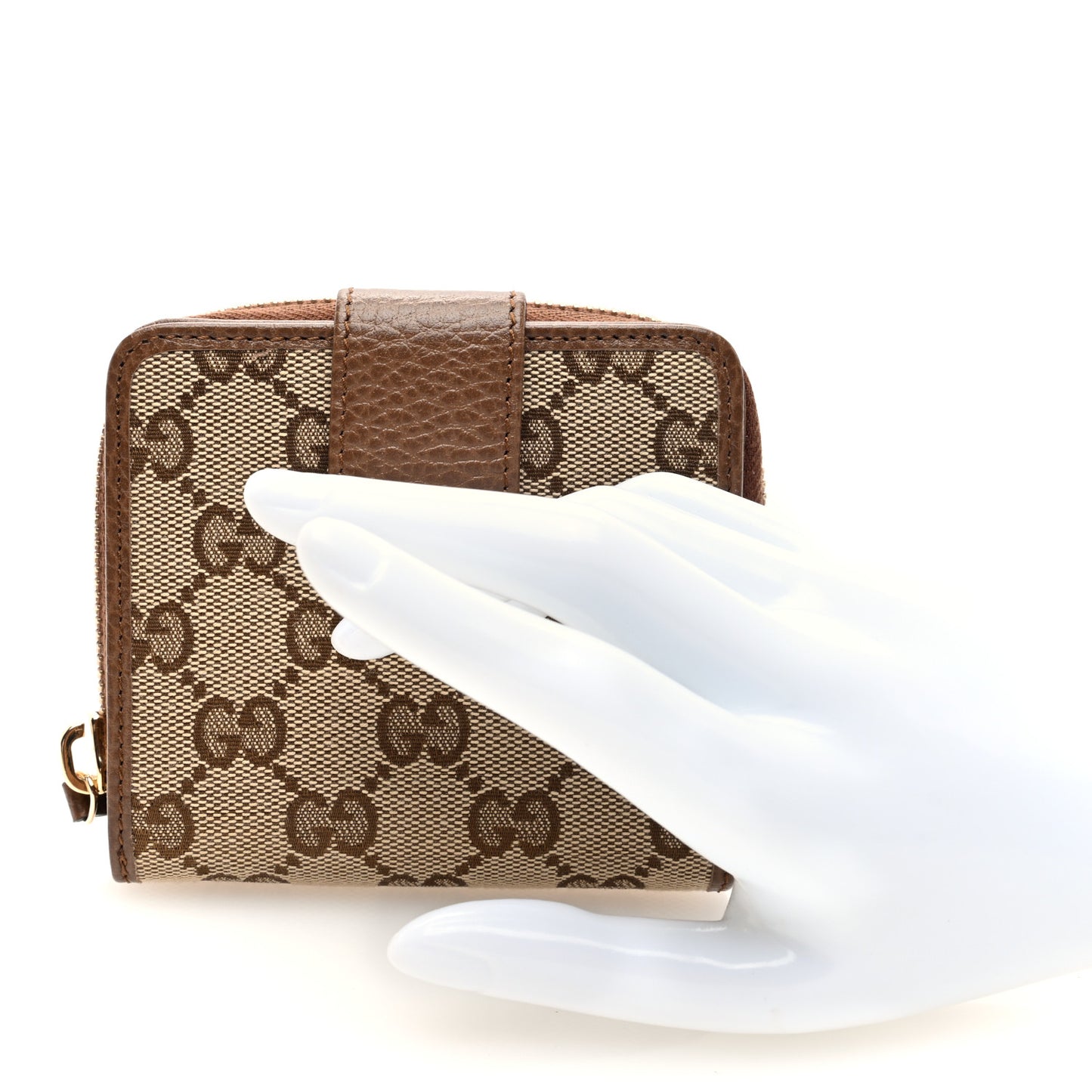 Monogram Dollar Calfskin Zip Around French Wallet Beige Ebony Tabacco