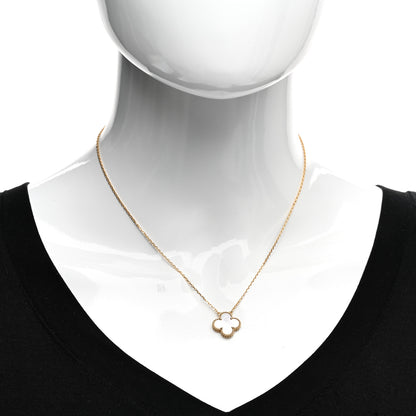 Van Cleef & Arpels 18K Yellow Gold Mother of Pearl Vintage Alhambra Pendant Necklace 2 of 6