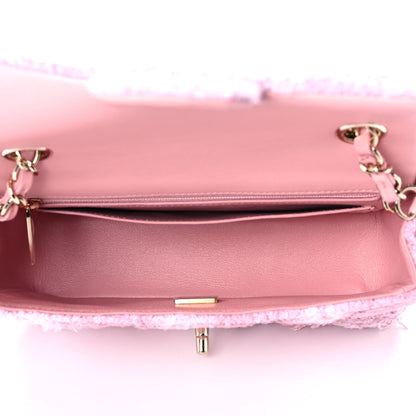 Chanel Tweed Quilted Mini Rectangular Flap Light Pink White 7 of 11