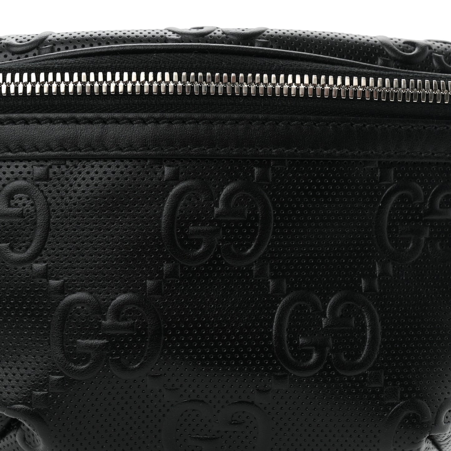 Calfskin GG Tennis Embossed Belt Bag Black