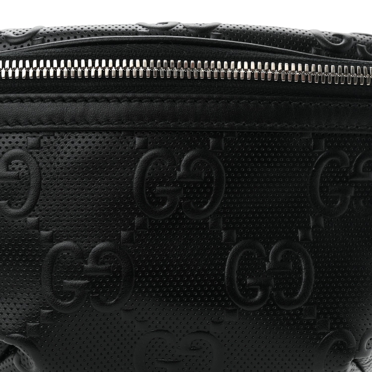 Gucci Calfskin GG Tennis Embossed Belt Bag Black 8 of 10