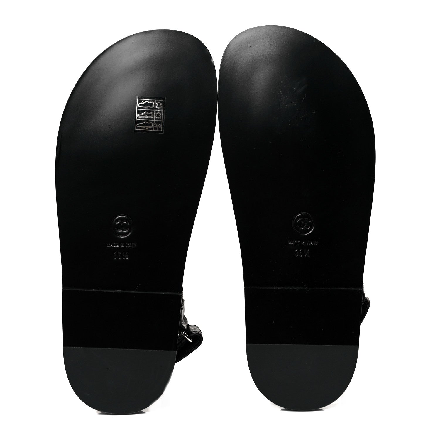Chanel Grained Calfskin Velcro Dad Sandals 36.5 Black 5 of 9
