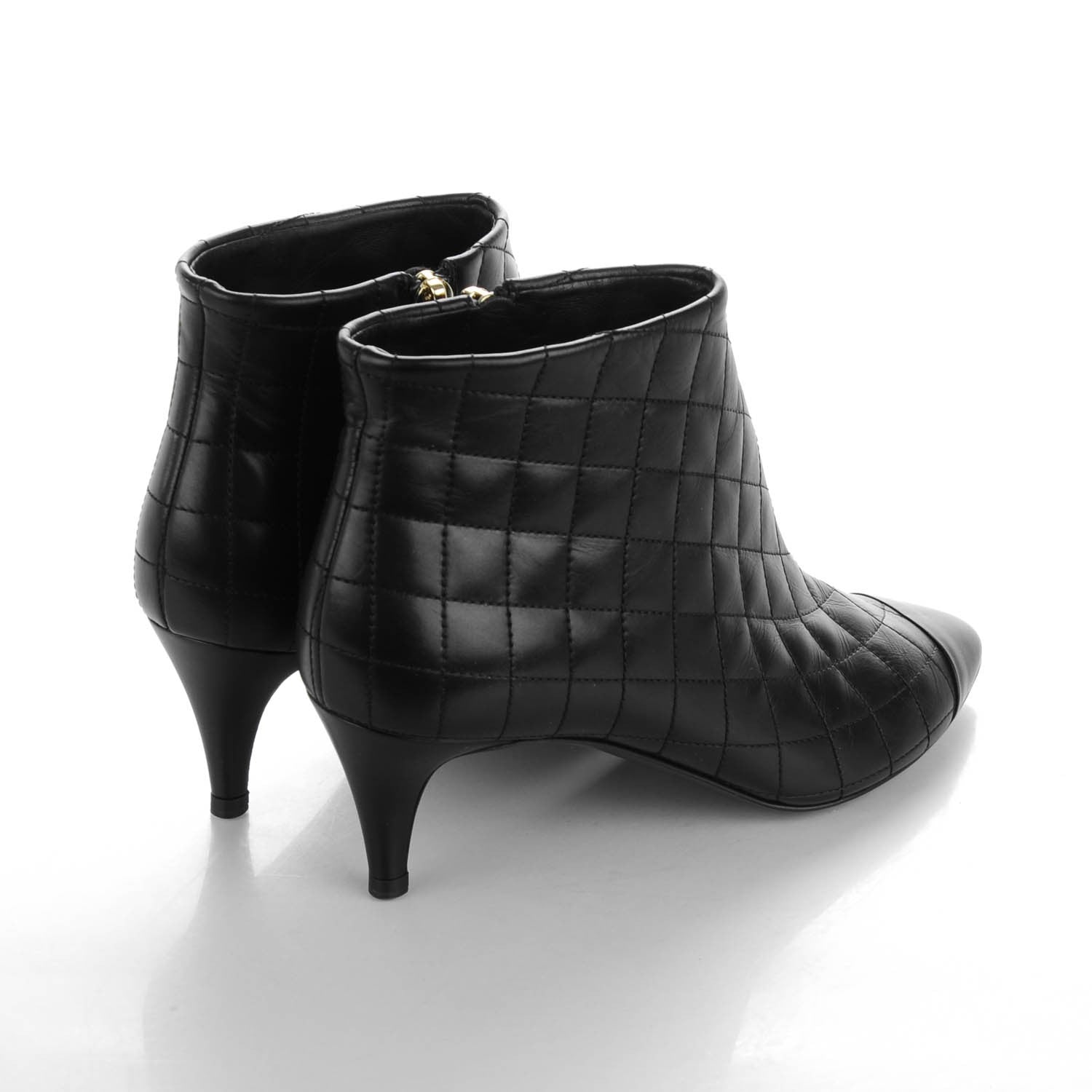 Chanel Calfskin Quilted Cap Toe Short Boots 37 Black 4 of 8