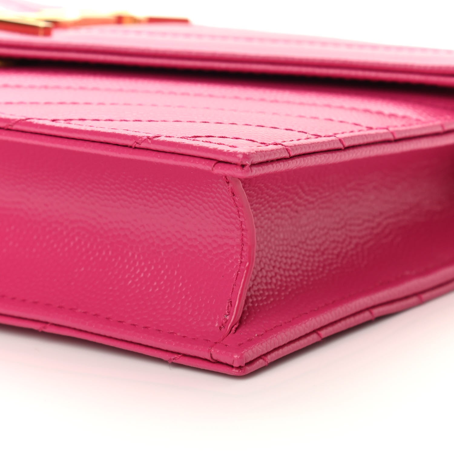 Saint Laurent Grain De Poudre Matelasse Chevron Monogram Envelope Chain Wallet Fresh Fuchsia 9 of 9