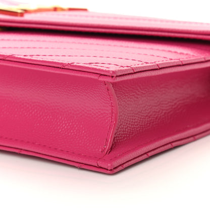 Saint Laurent Grain De Poudre Matelasse Chevron Monogram Envelope Chain Wallet Fresh Fuchsia 9 of 9