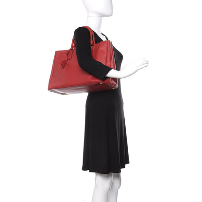 Prada Saffiano Lux Large Tote Fuoco 2 of 13