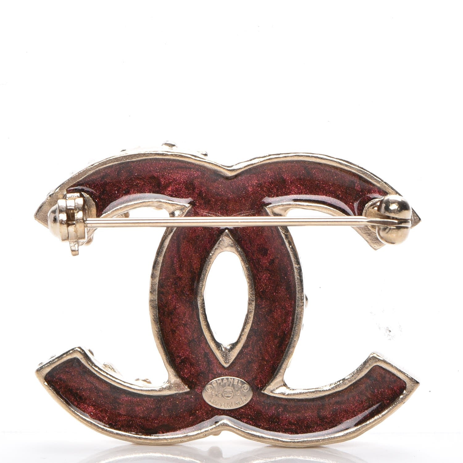 Chanel Enamel Gripoix Poured Glass CC Brooch Gold 2 of 3