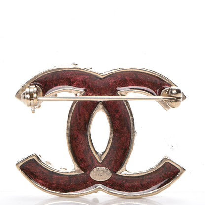 Chanel Enamel Gripoix Poured Glass CC Brooch Gold 2 of 3