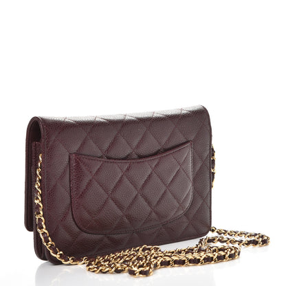 Chanel Caviar Quilted Wallet on Chain WOC Burgundy 3 of 9