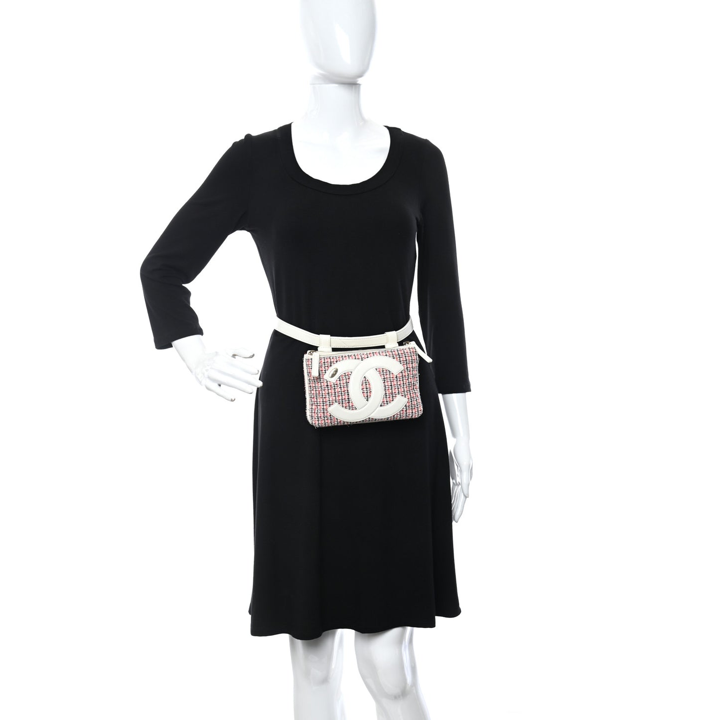 Tweed CC Mania Waist Belt Bag Black Red White