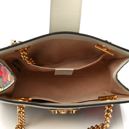 Gucci GG Supreme Monogram Flora Textured Calfskin Small Padlock Tote Beige Ebony Multicolor Mystic White 5 of 12