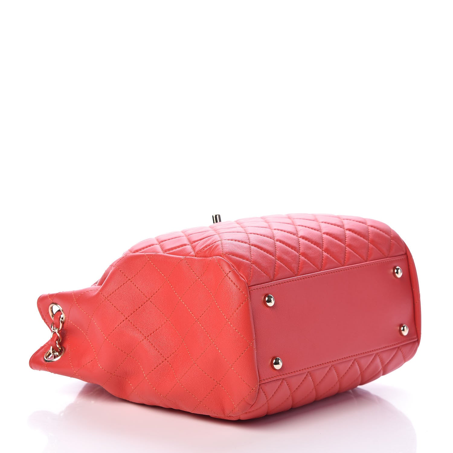 Chanel Lambskin Quilted Drawstring Bag Red 4 of 9