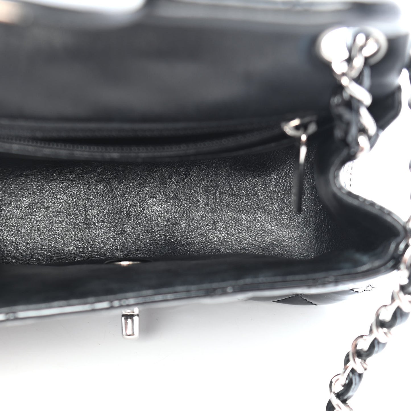 Patent Calfskin Quilted Mini Square Flap Black