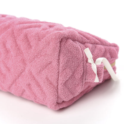 Fendi Terry Cloth Vitello Century Matte FF 1974 Embossed Small Trapezoid Beauty Pouch Lollypop 7 of 7
