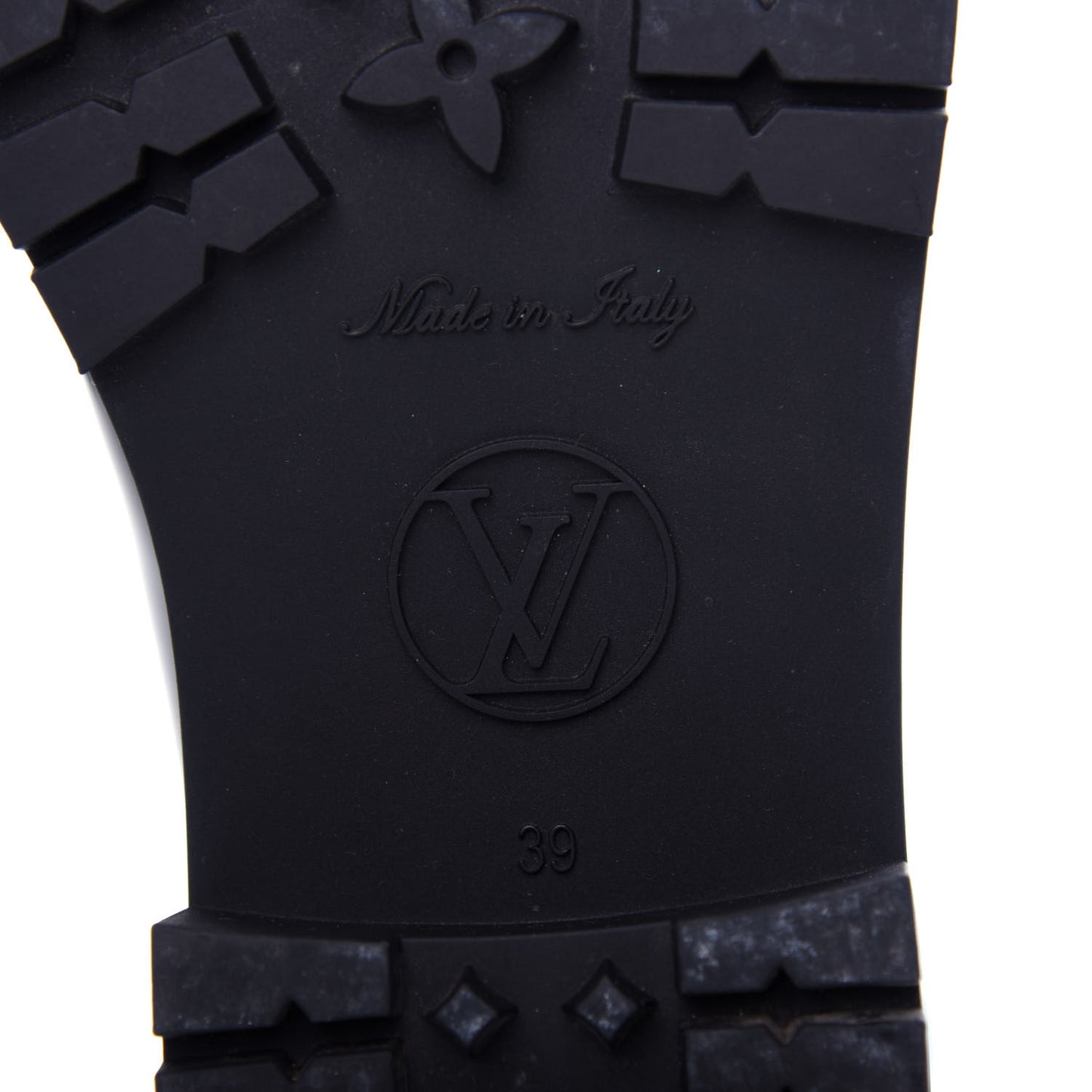Rubber Embossed Monogram Drops Flat Half Boots 39 Black