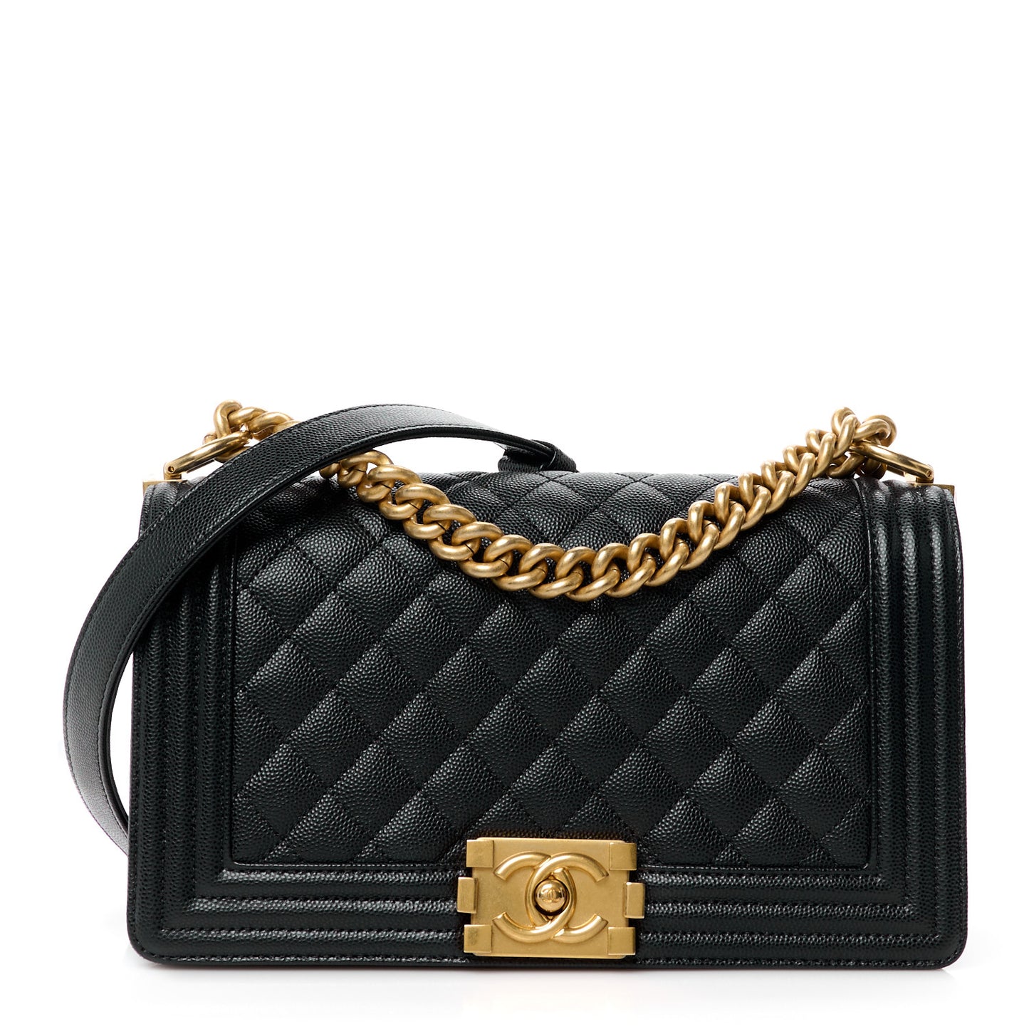 Caviar Quilted Medium Boy Flap Black