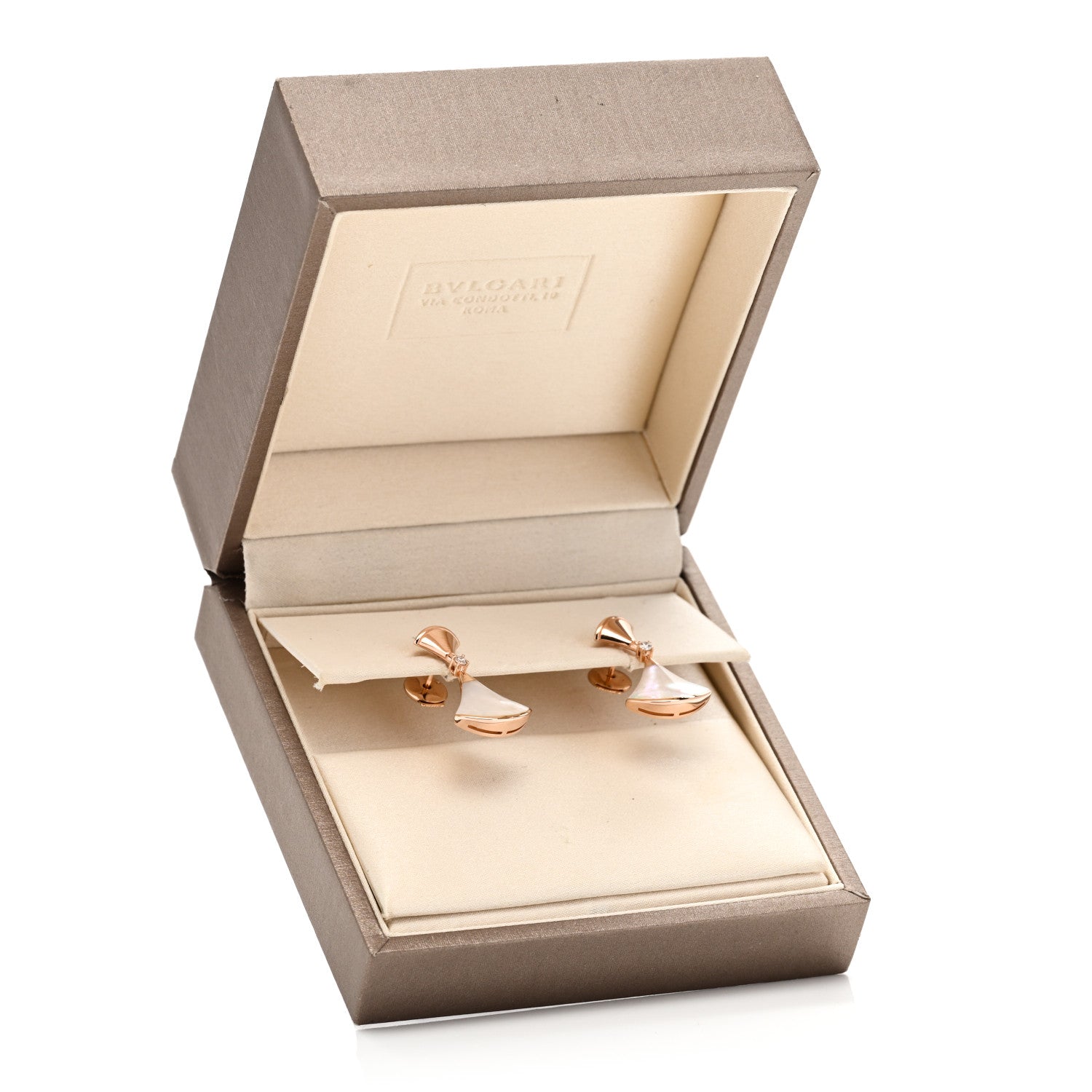 Bulgari 18K Rose Gold Diamond Mother of Pearl Divas' Dream Earrings 5 of 5