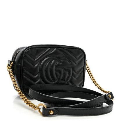 Gucci Calfskin Matelasse Mini GG Marmont Camera Bag Black 3 of 10