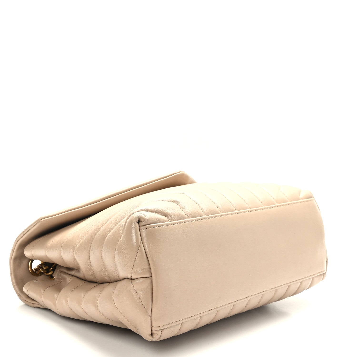 Saint Laurent Calfskin Y Quilted Monogram Medium Loulou Chain Satchel Light Natural 4 of 9