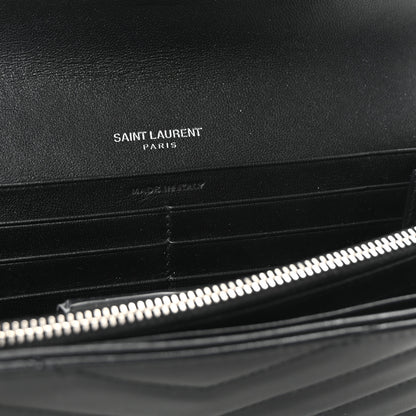 Saint Laurent Lambskin Y Quilted Monogram Large Loulou Flap Wallet Black 6 of 7