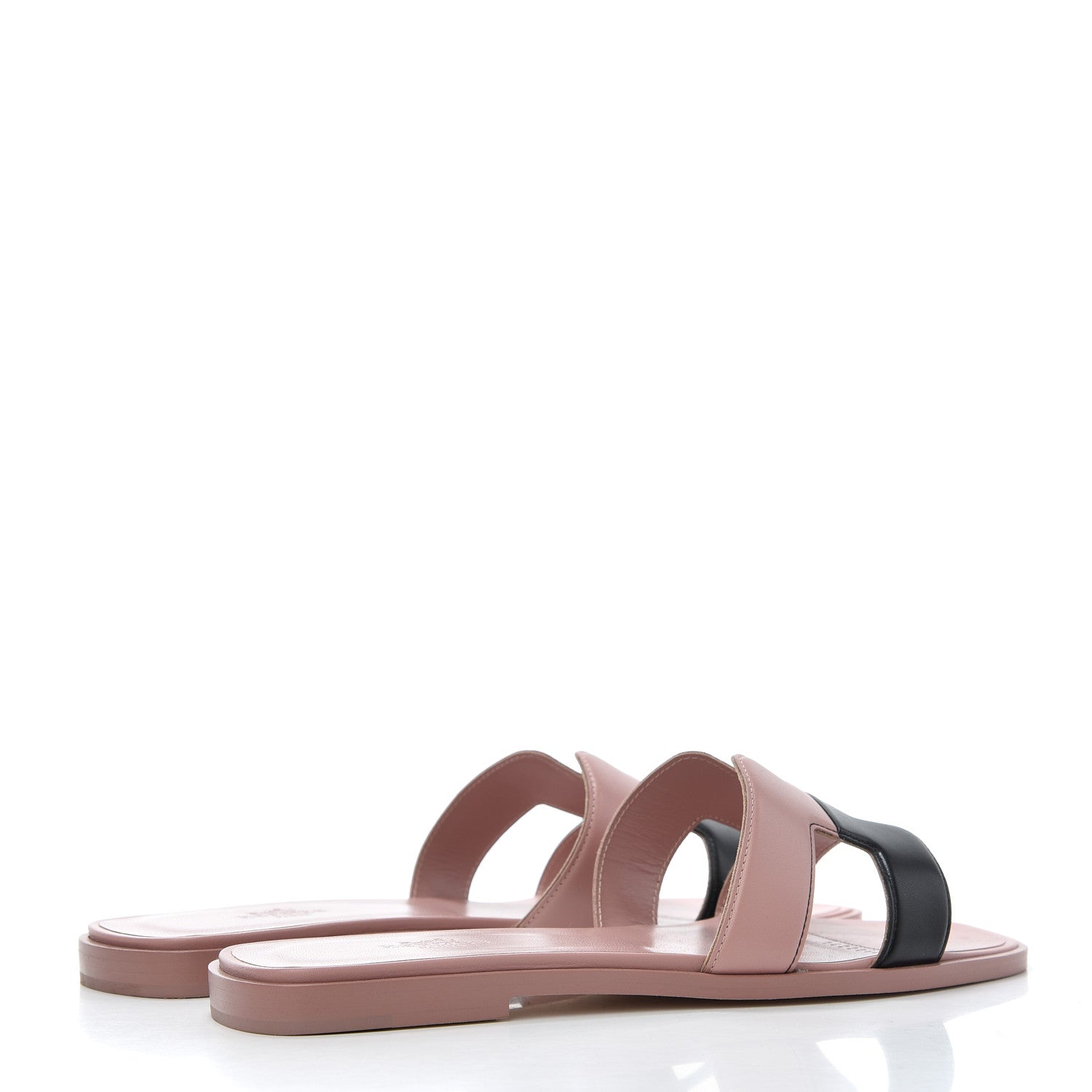 Hermes Box Calfskin Oran Sandals 37.5 Black Vieux Rose 4 of 13