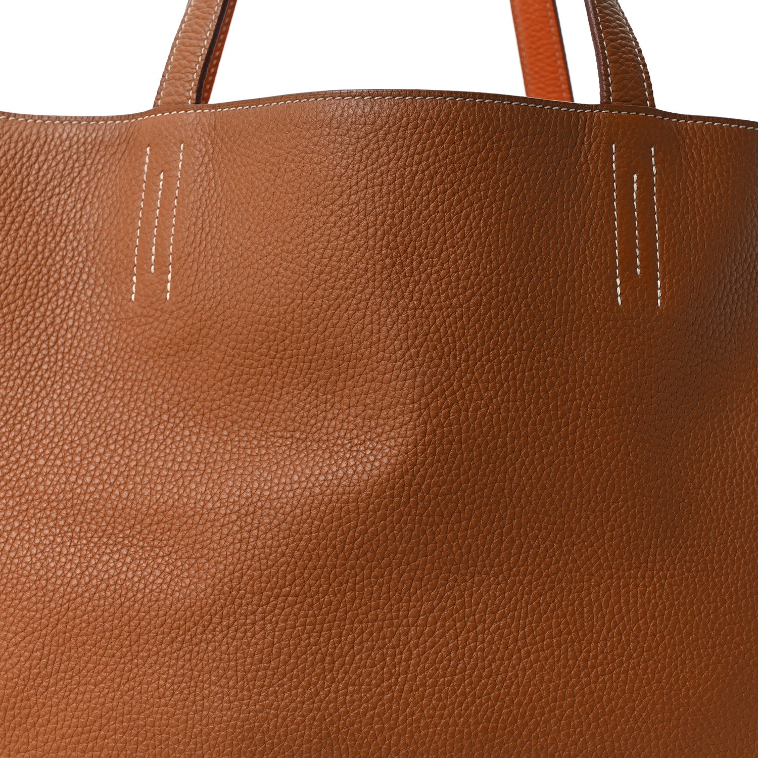 Hermes Taurillon Clemence Double Sens Reversible Tote Orange Gold 7 of 15
