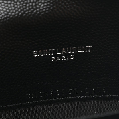 Saint Laurent Grain De Poudre Matelasse Chevron Monogram Envelope Chain Wallet Black 7 of 10