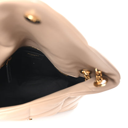 Saint Laurent Lambskin Quilted Small Loulou Puffer Monogram Chain Satchel Dark Beige 5 of 10