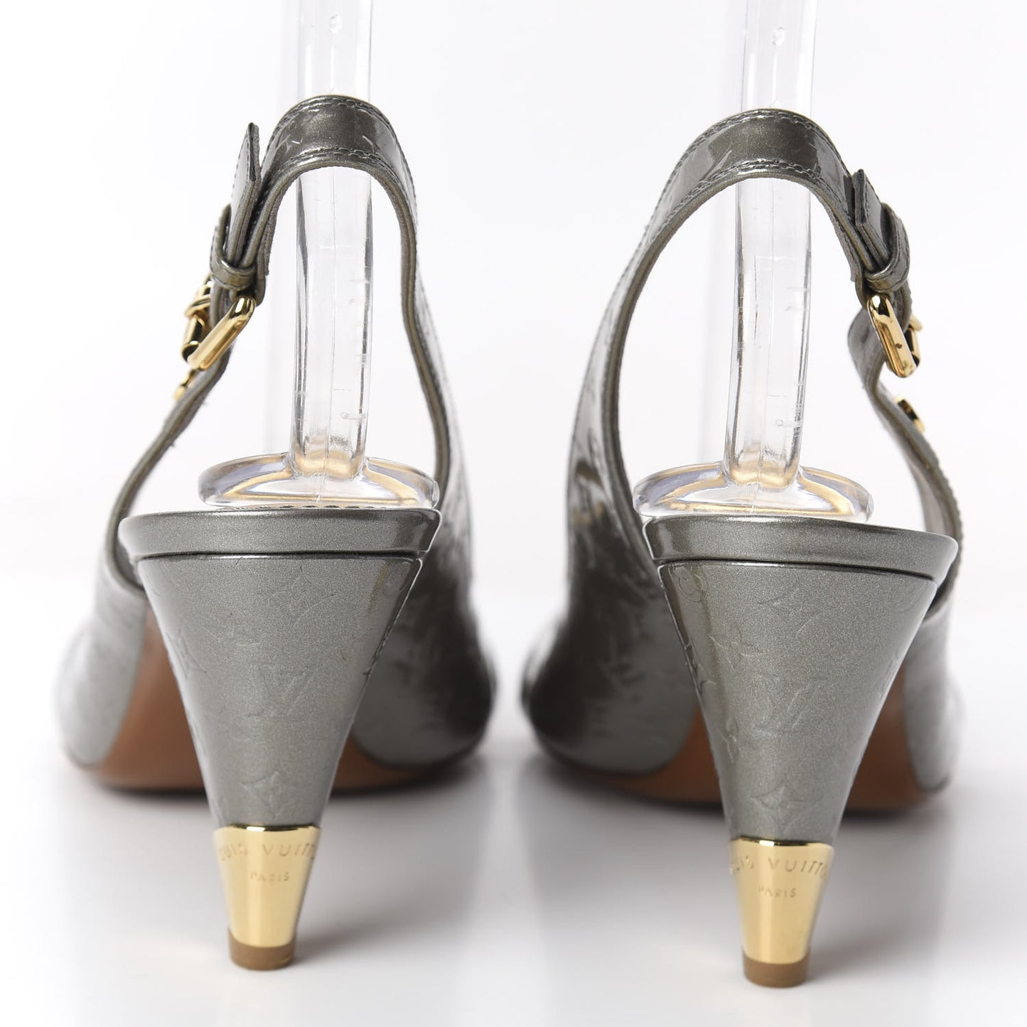 Vernis No Doubt Slingback Heels 39.5 Gris Art Deco