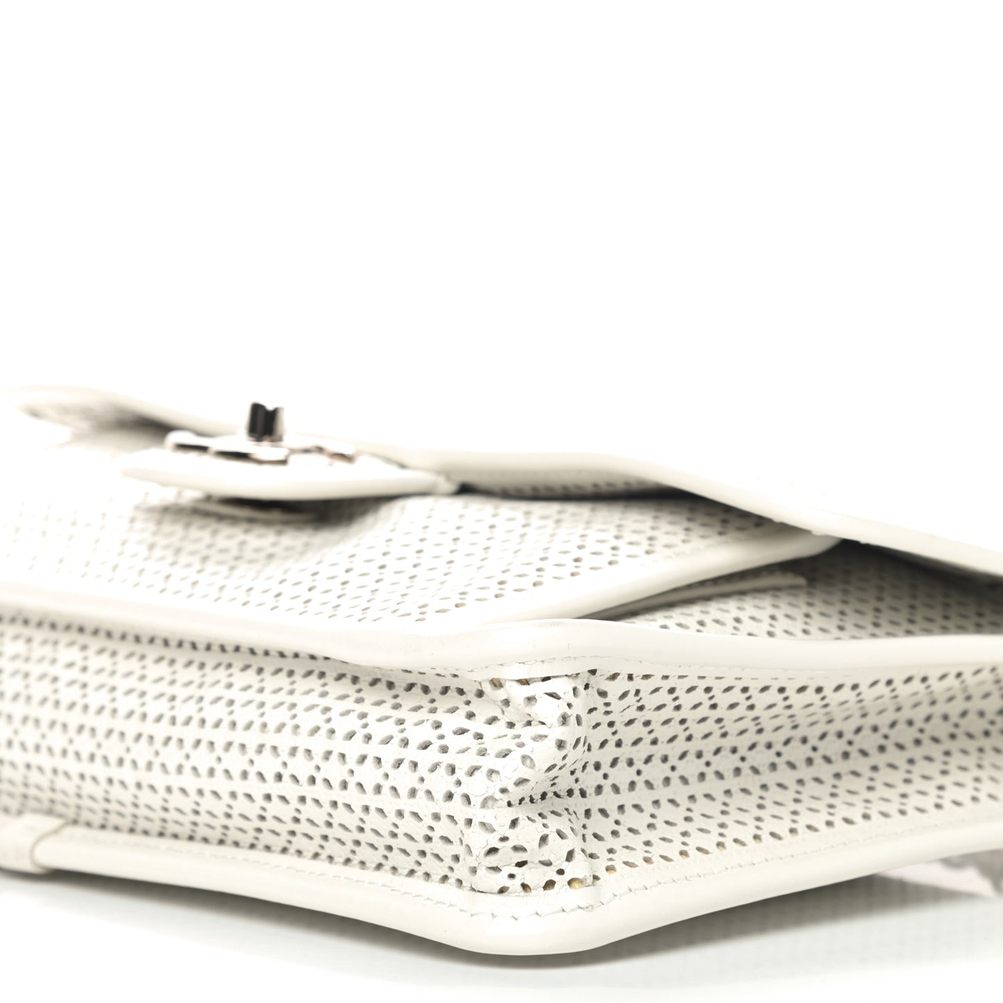 Perforated Calfskin Large Dubai Up In The Air Flap White