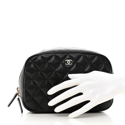 Chanel Caviar Quilted Medium Curvy Pouch Cosmetic Case Black 2 of 8