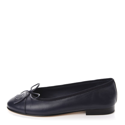 Chanel Lambskin Cap Toe Ballerina Flats 36 Navy 1 of 10