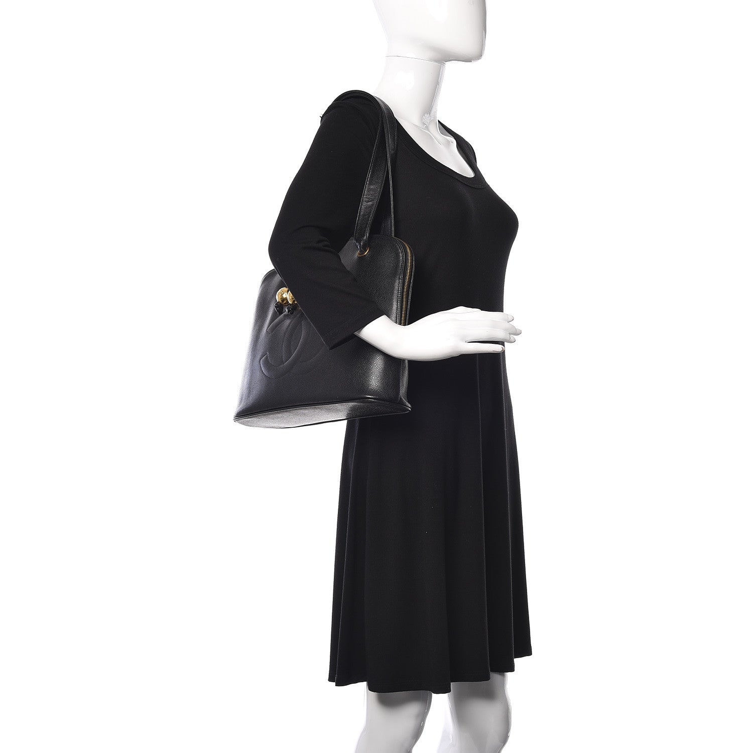 Chanel Caviar Large CC Shoulder Bag Black 2 of 17