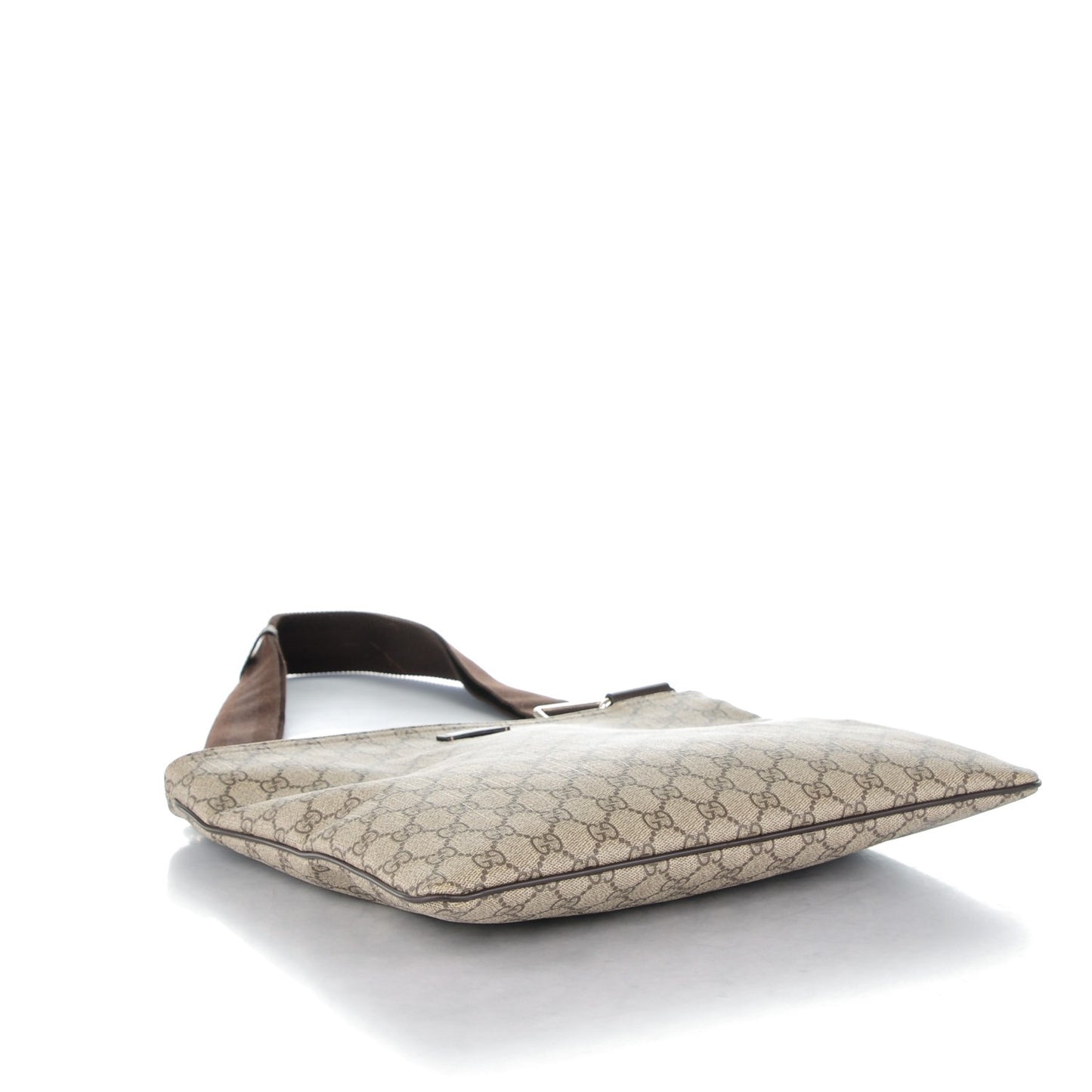 GG Plus Monogram Large Flat Messenger Bag Beige Brown