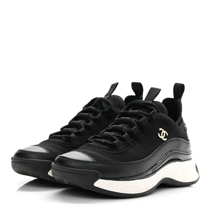 Chanel Velvet Calfskin Mixed Fibers CC Sneakers 36 Black 3 of 10