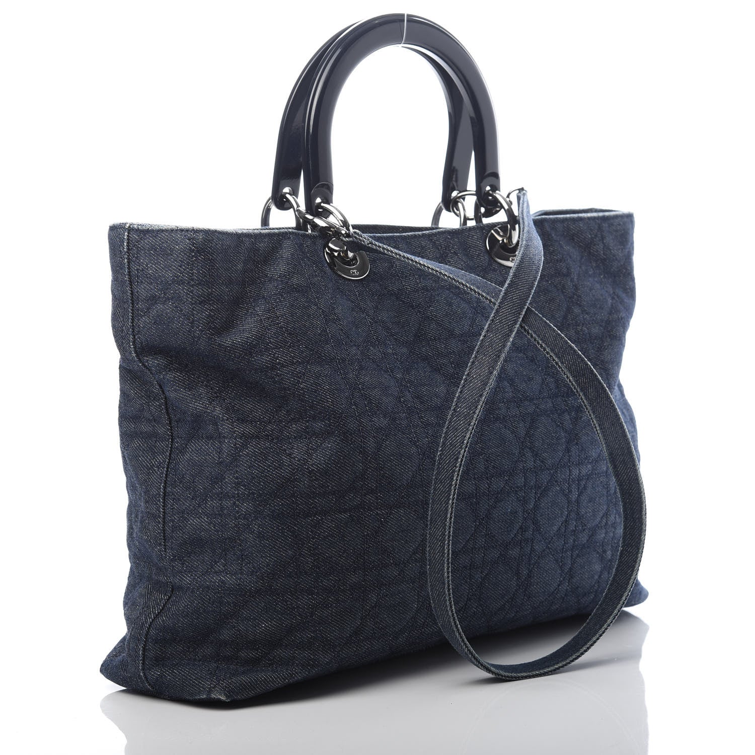 Christian Dior Denim Cannage Large Soft Lady Dior Tote Blue 3 of 14