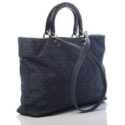 Christian Dior Denim Cannage Large Soft Lady Dior Tote Blue 3 of 14