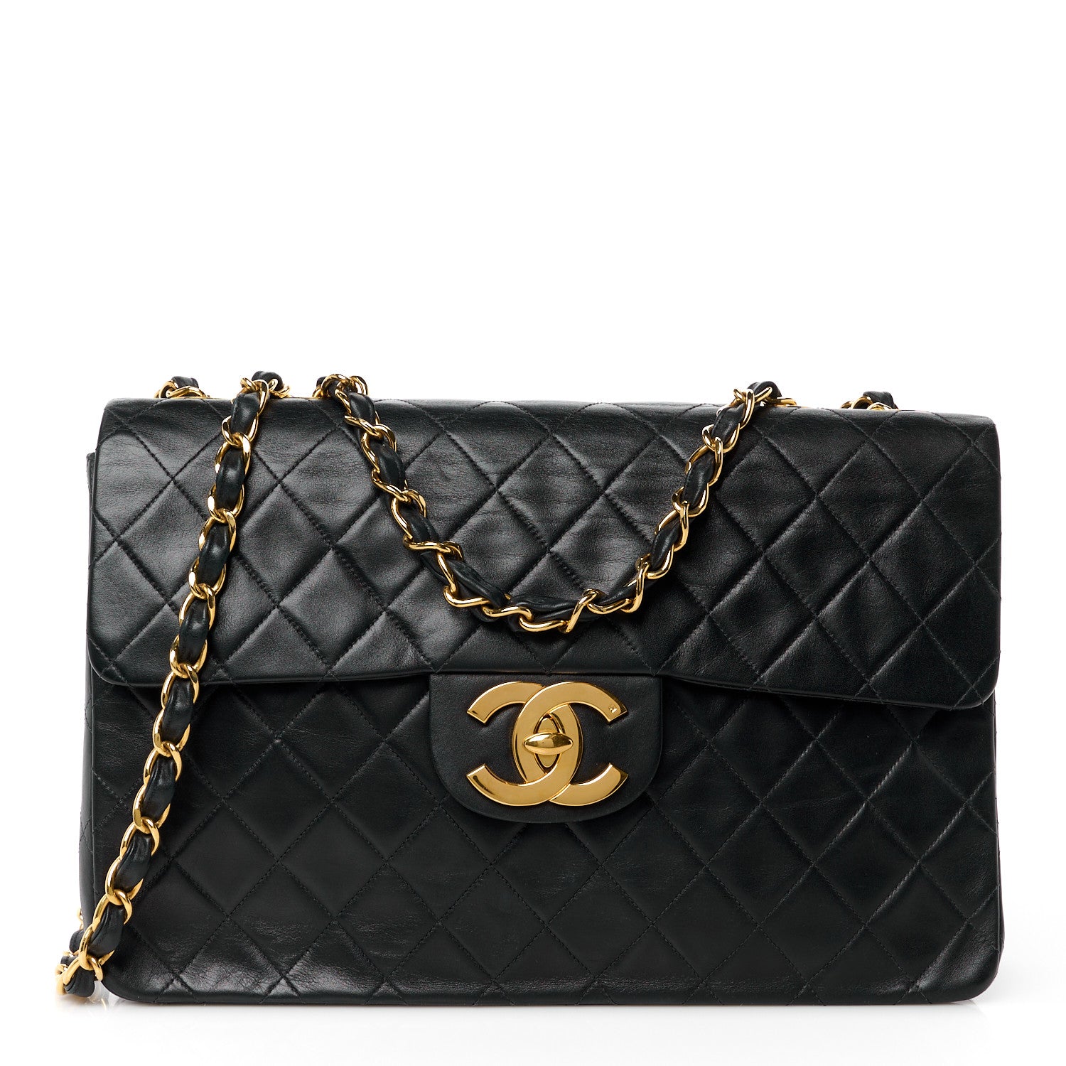 Chanel Lambskin Quilted XL Jumbo Single Flap Black 1 of 12