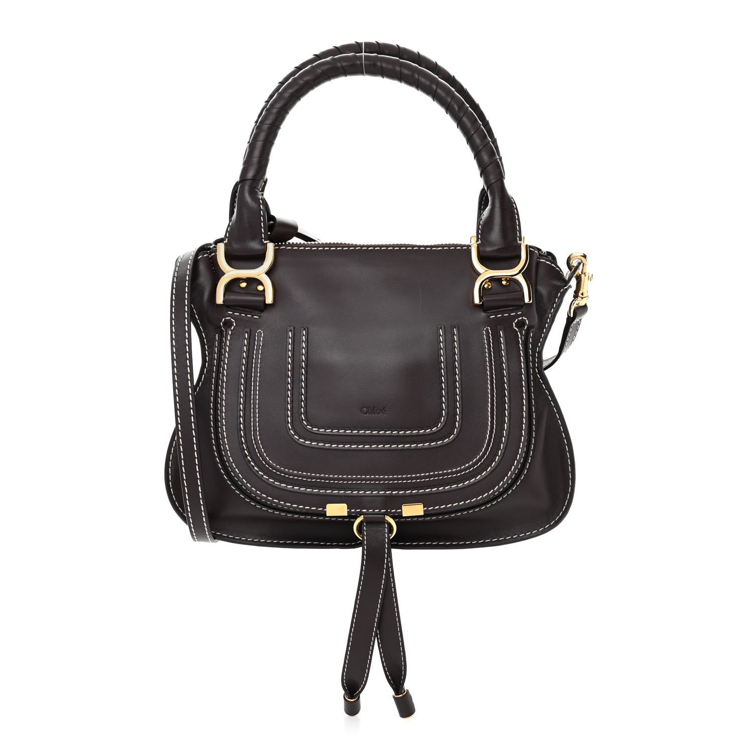 Chloe Smooth Calfskin Small Marcie Satchel Black Raisin 1 of 12